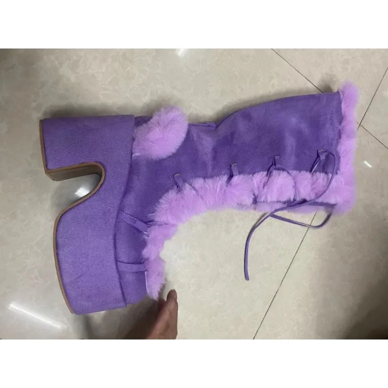Mature Women Boots Knee High Sweet Fashion Fashion Boots Square Heel Fashion Thick Bottom for Autumn and Winter Part Women Shoe