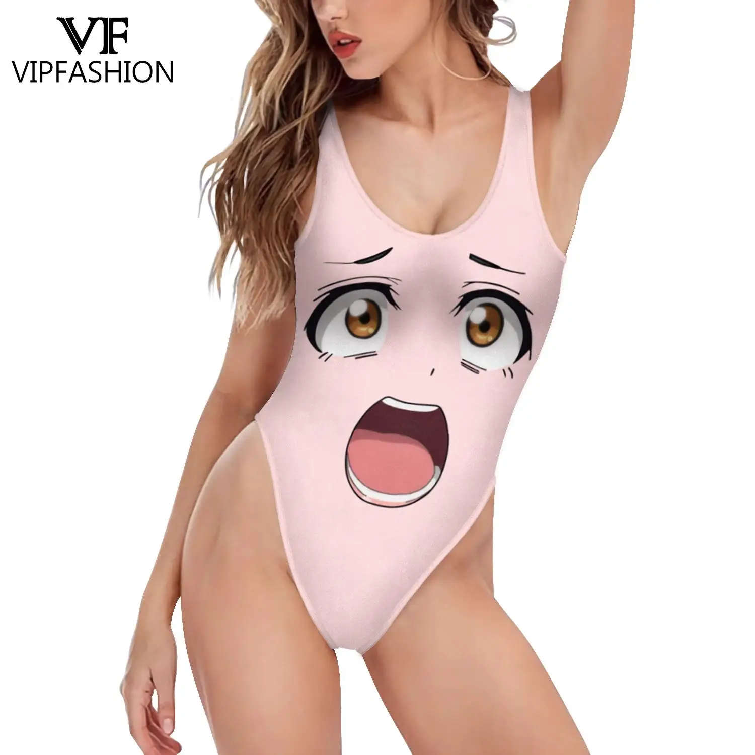 VIP FASHION Women Costume da bagno Sexy Zentai Suit Summer Holiday Party body senza maniche Costume Cosplay Girl Anime Pattern Swimwear