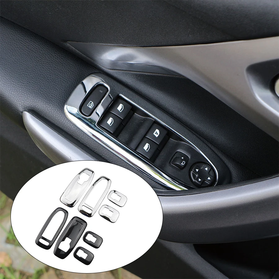 Pokrywa panelu podnośnika szyby do Peugeot 2008 208 2014-2019 Przycisk podnośnika szyby ABS Przełącznik Dekoracja Naklejka Akcesoria