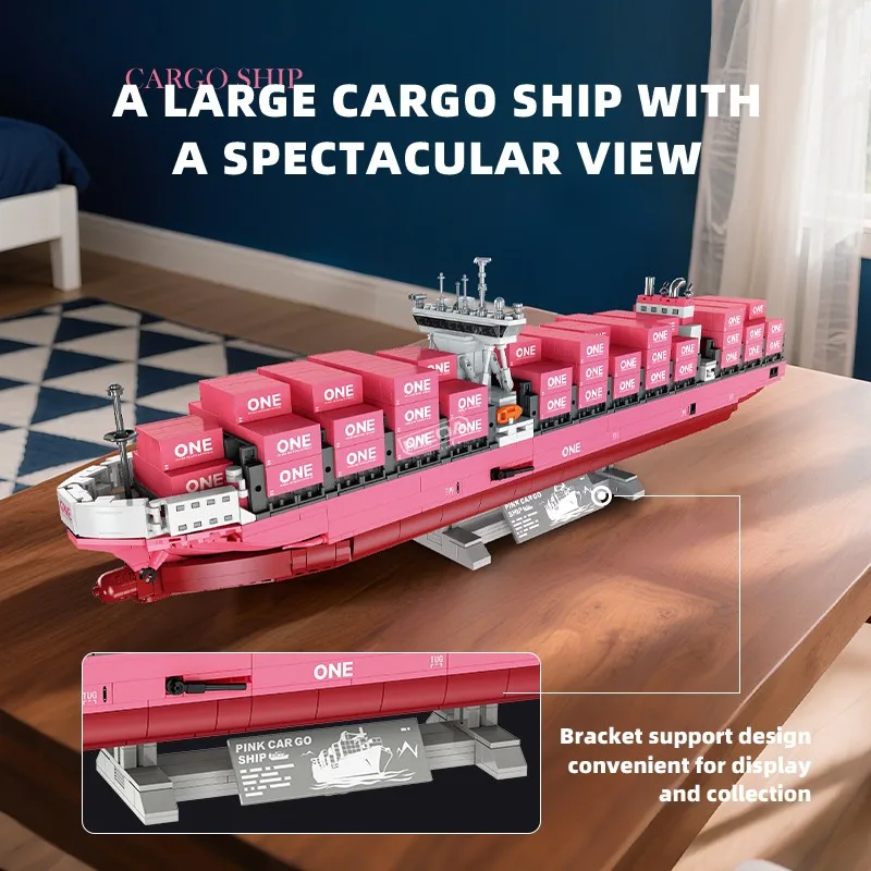 DIY Simulation Cruise Boat Bricks Model Sea Shipping Container Cargo Ship Building Bricks Decoration Ornaments Ocean-going Ship