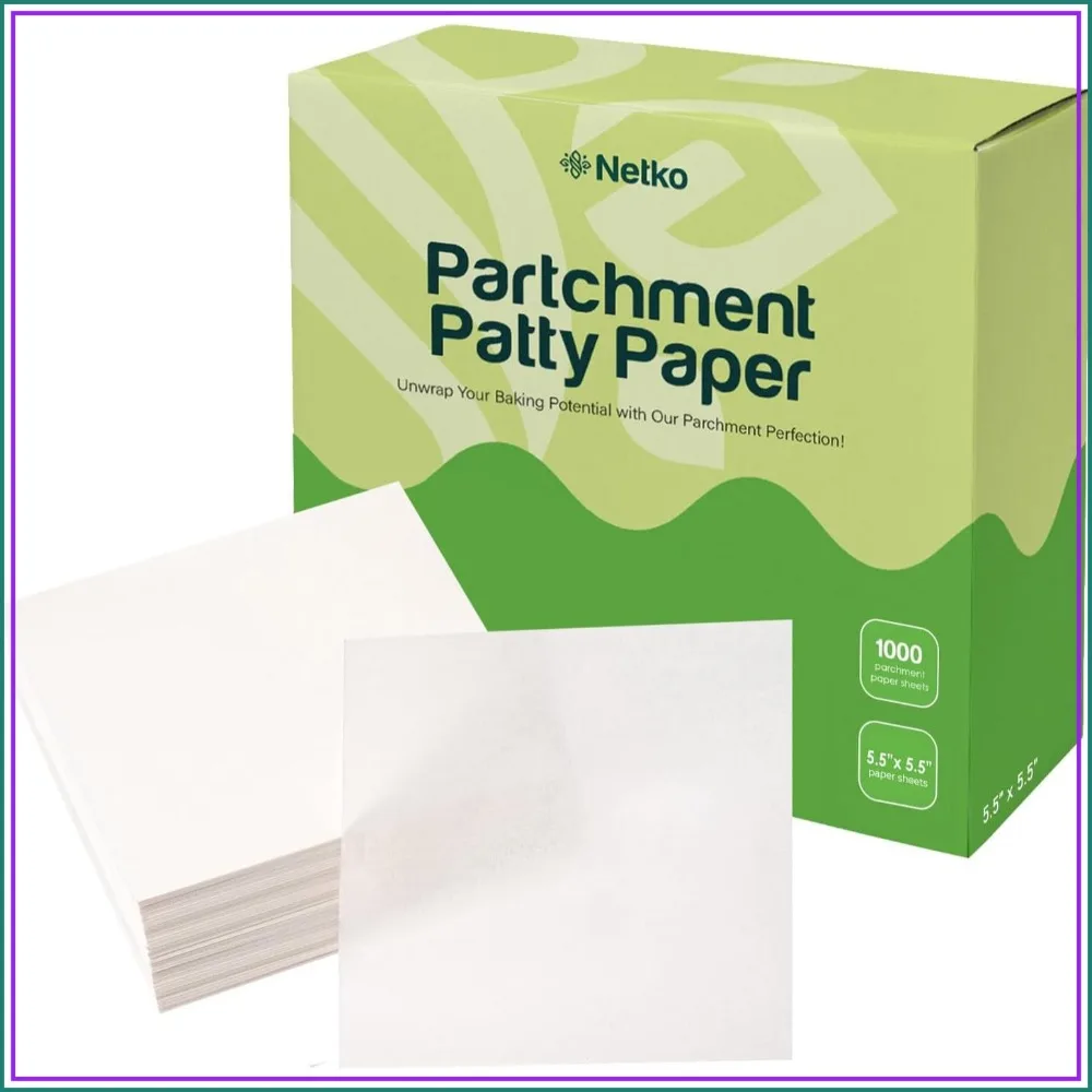 Non Stick Wax Patty Paper Squares 5.5x5.5" - 1000 Sheets for Burger Press, Freezing & More