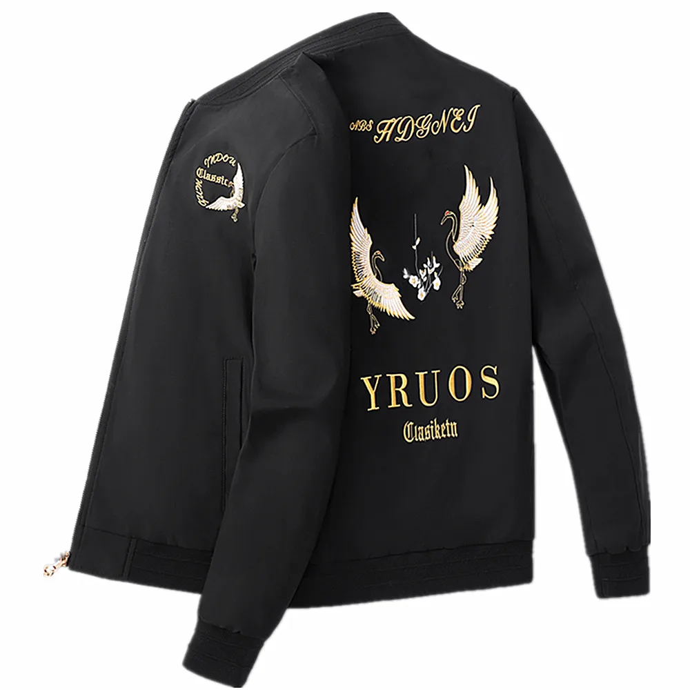 

Новая осенняя черная мужская куртка, белые пальто с вышивкой в китайском стиле, модная повседневная верхняя одежда Jaqueta азиатского размера