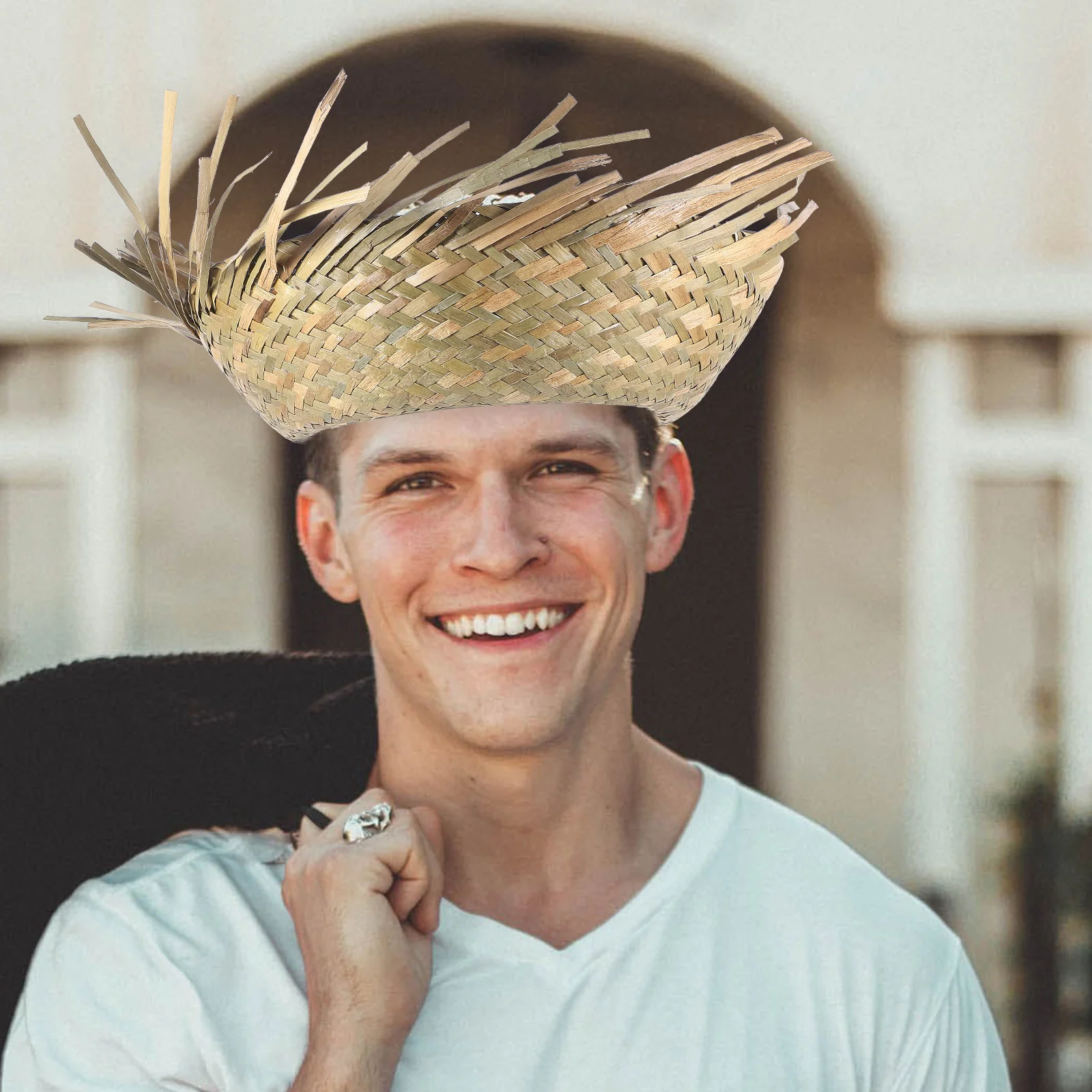 

1pc for Woven For Men Woven Beach Straw For Men Hawaiian Style Party Hat 55-60cm Hawaiian Straw Hat Headwear Accessories