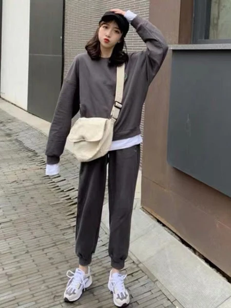 

Женский осенне-зимний комплект из толстовки и брюк больших размеров, утягивающие длинные брюки с высокой талией, повседневный комплект Sle Faion