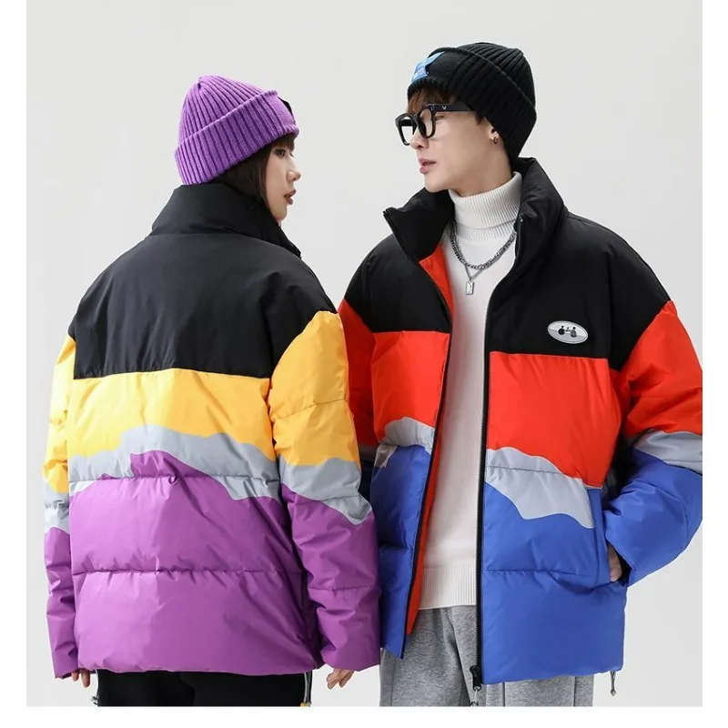 Dopamine Men's Women's Trendy Brand Thickened Warm Winter Cotton Coat Loose Stand-up Collar Cotton Coat Exquisite Simple Casual