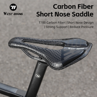 WEST BIKING Bicycle Saddle Carbon Fiber Short Nose Saddle Hollow Ultralight Bicycle Front Seat MTB Road Bike Professional Parts