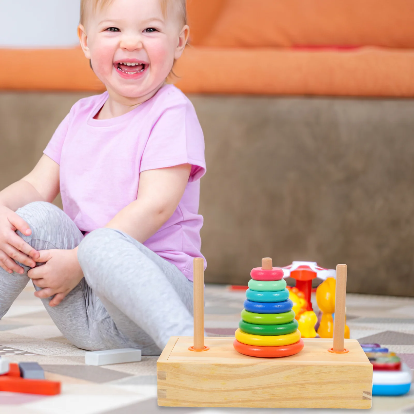 1 set interessante stapelringen, stapelbaar ringspeelgoed, peuters, gekleurde stapelringen, grappige stapelringen