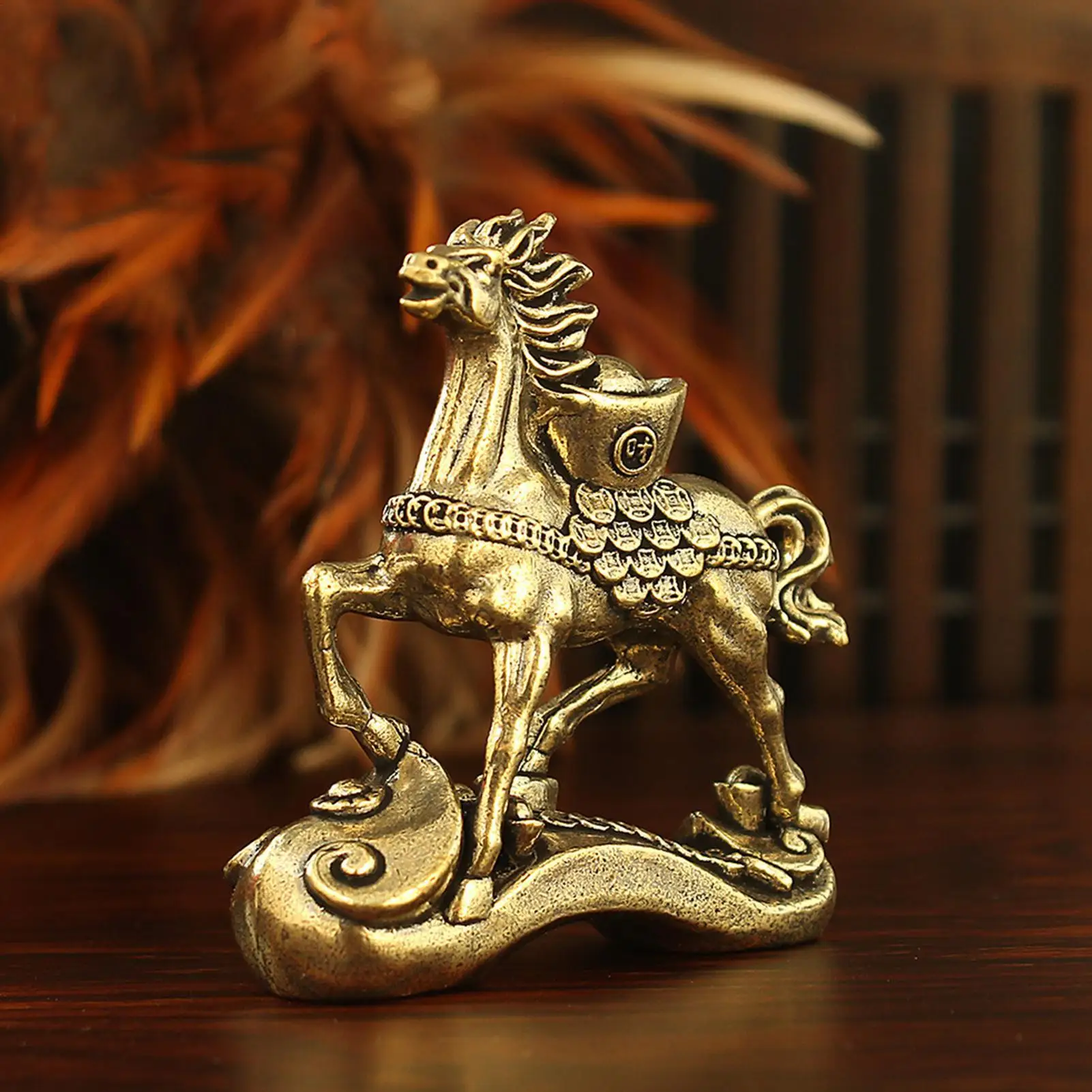 Pure Copper Horse Figurines Brass Solid Desktop Decoration Handicrafts Ornament Antique Bronze Zodiacs Animal Miniatures