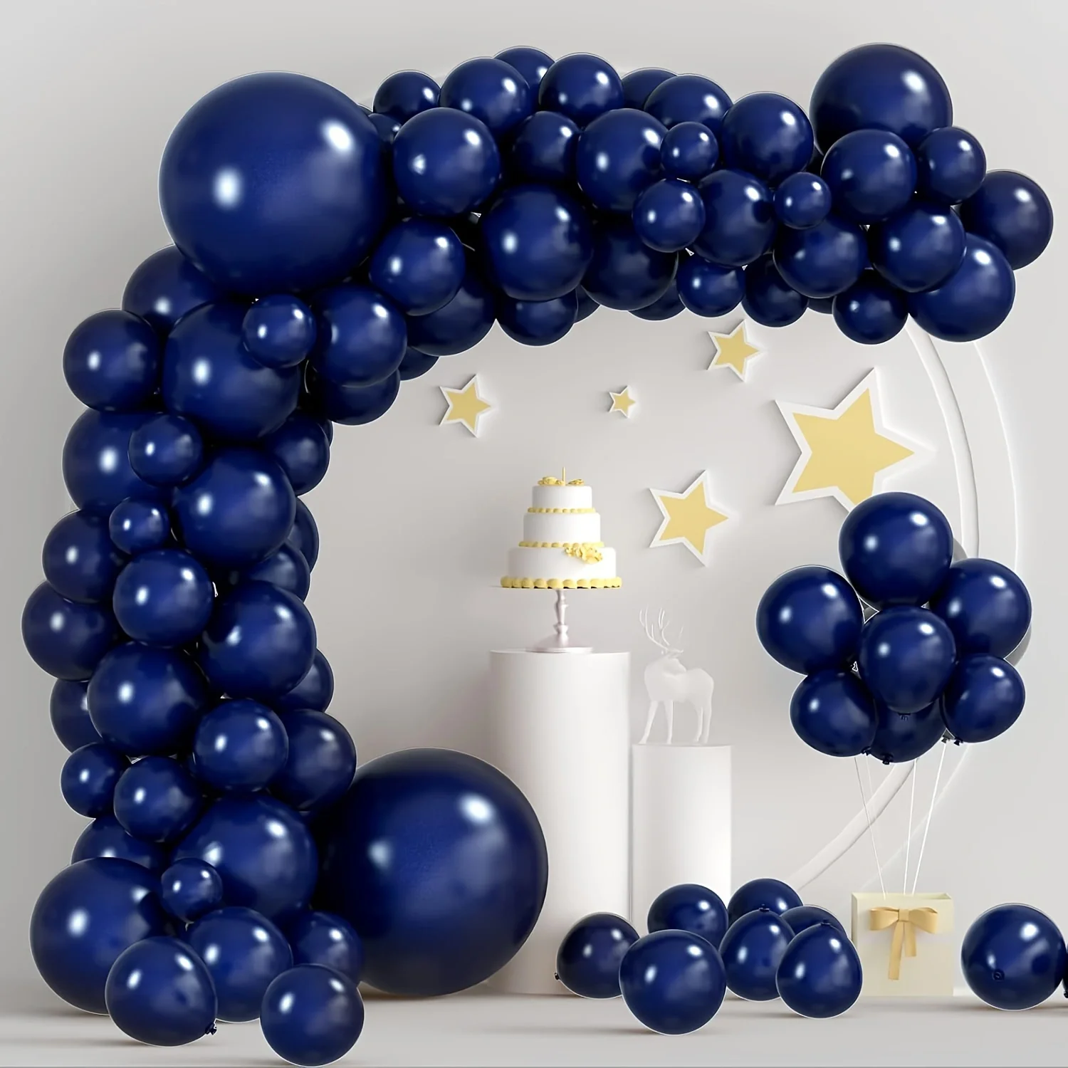 109 sztuk granatowych balonów zestaw 5/10/12/18 cali granatowe balony i granatowa wstążka balonowa