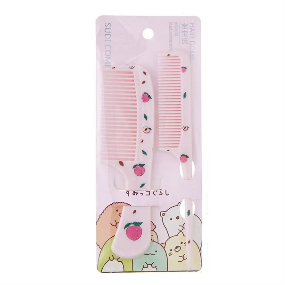 2pcs/set Cute Cartoon Kids Hairdressing Comb Anti-static Pointed Tail Comb for Girls Strawberry Fruit Hair Comb Kids