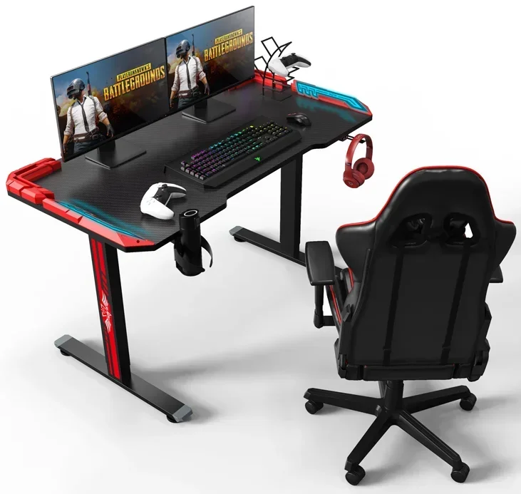 Ergonomic design metal frame height adjustable computer table gaming desk with RGB lights