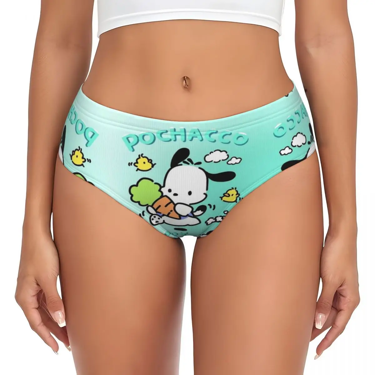 Custom Animes Pochacco Cartoon Brief Panties Women's Breathable Stretch Underwear