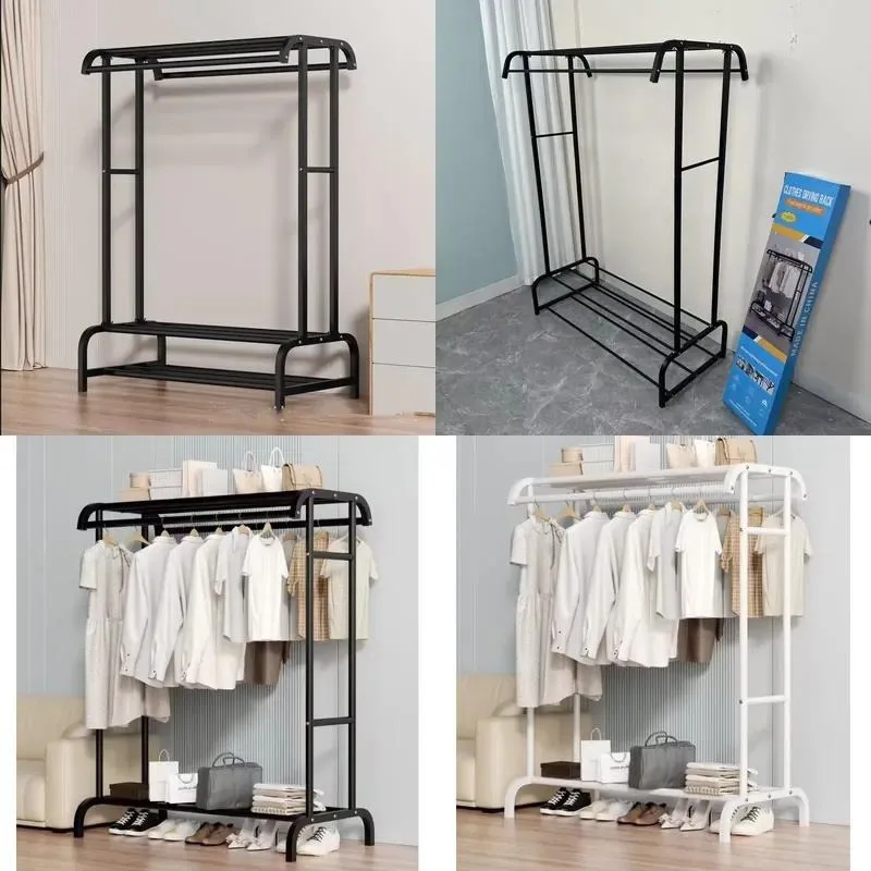 Heavy Duty Metal Coat Rack Balcony Drying Rack Clothes Display Shelf Wardrobe Storage Organizer for Home Use