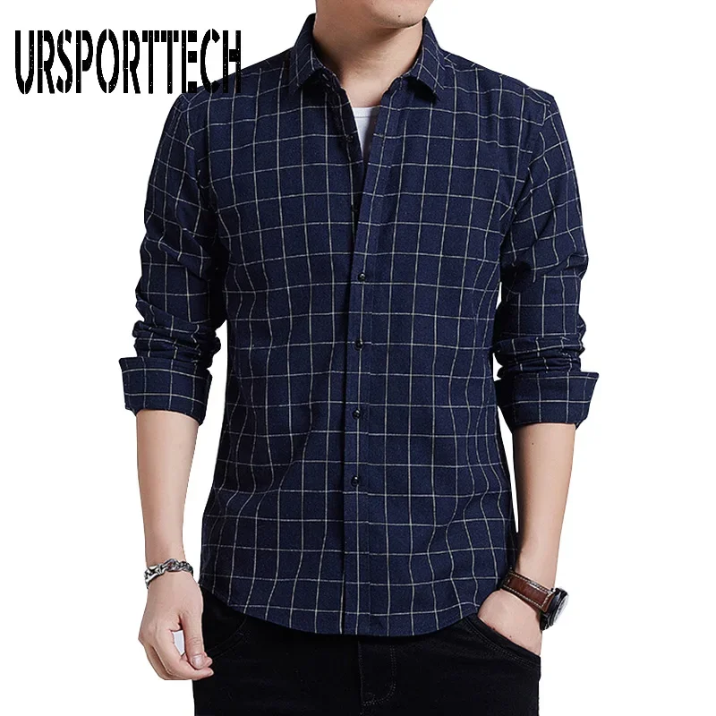 

Plaid Shirt Men Long Sleeve Slim Fit Japanese Style Fashion Dress Shirts Male Clothes Social Vintage Summer Casual Shirts Men