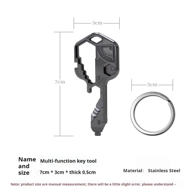 1 Pcs Key Shape 24 In 1 Multitool Key Rings, 24 in 1 Stainless steel Multitool Keychain- Bottle Opener, Screwdriver and Wrench