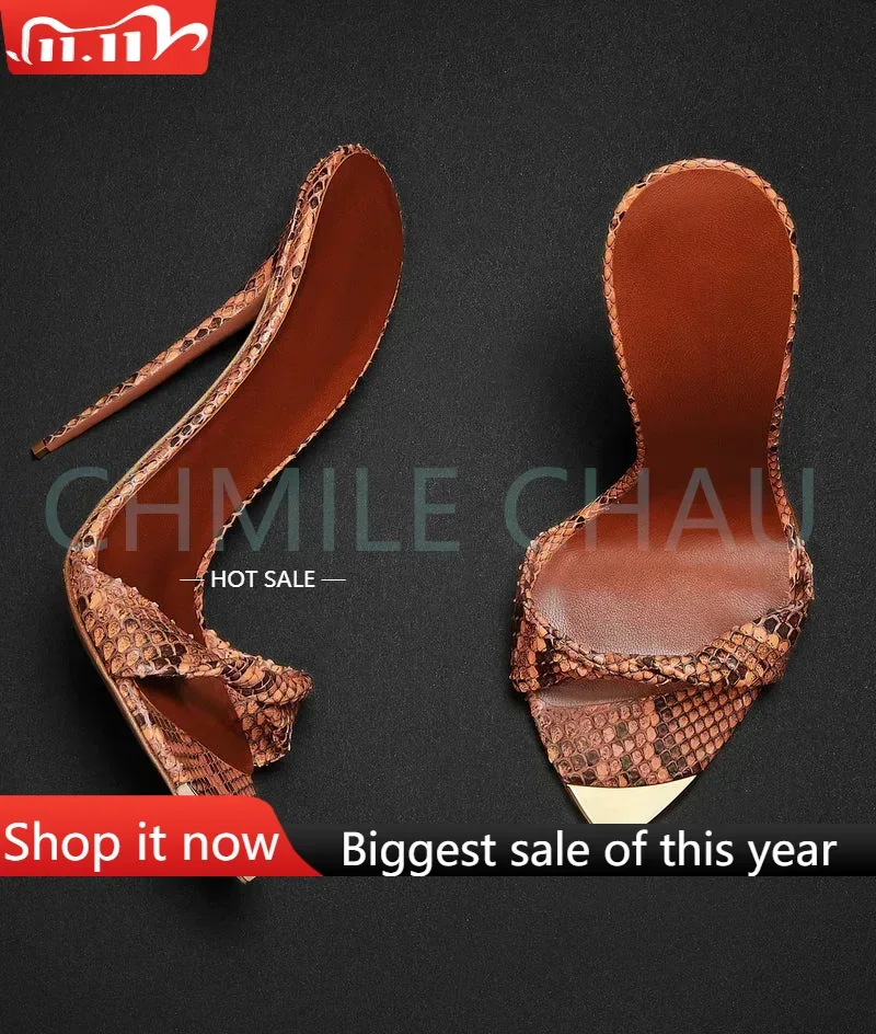 

【Measure your feet length before order】Elegant Luxury Designer Women Sandals High Heel Snake Sexy Fetish Plus Size Shoe 1-CHC-32