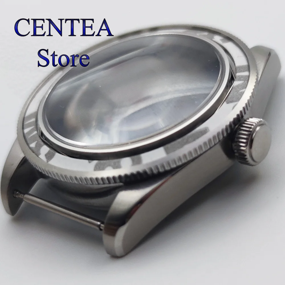 Caja de reloj plateada RICHUS de 39mm, resistente al agua de 200m, cristal de zafiro con cúpula estéril, cubierta inferior sólida compatible con movimiento NH35 NH34 NH36