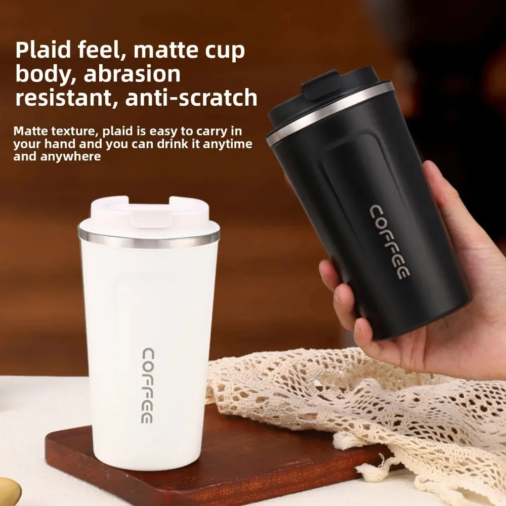 1pc Vacuum-Insulated Leak Proof Double-Layer Stainless Steel Vacuum Insulated Coffee Travel Cup,Reusable, Matte Surface