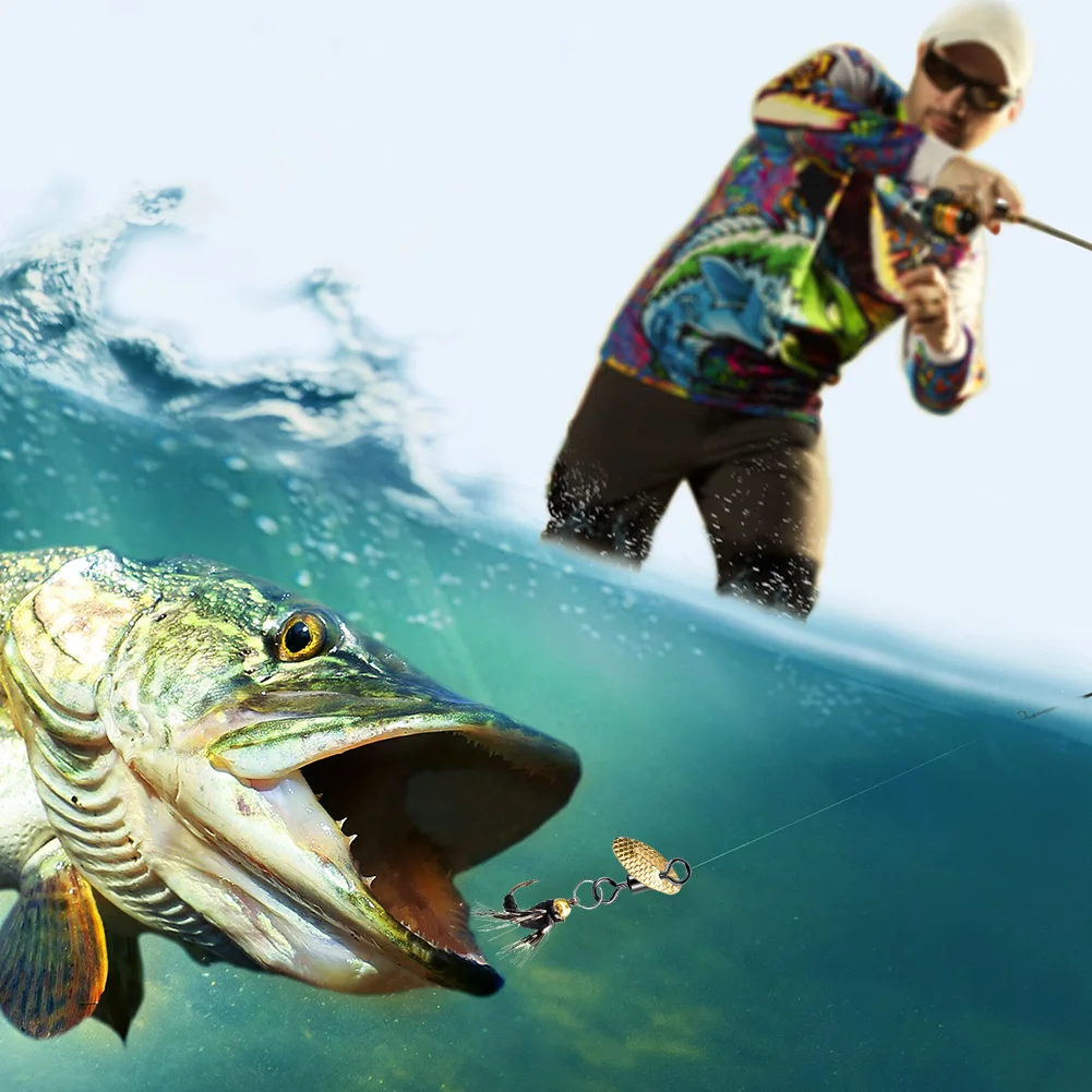 5 قطعة خطافات الطيران طعم الحشرات الطبيعي مع خطاف كرنك طعوم دوارة مع شفرة دوارة للمياه العذبة والمياه المالحة #3