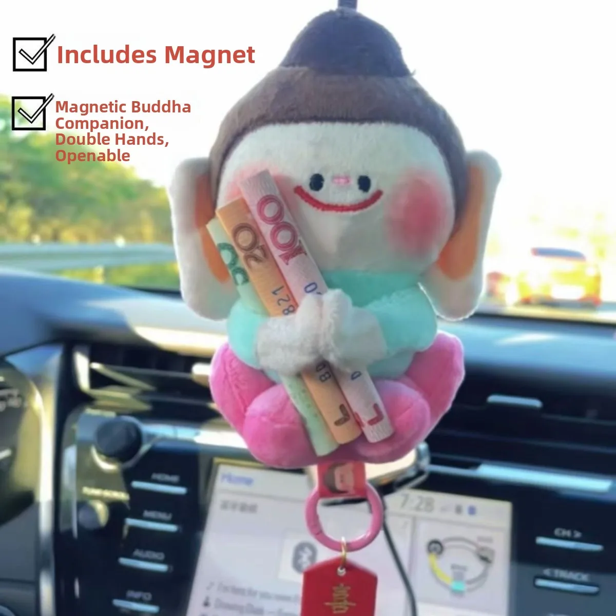 

Buddha Little Canion Lotus Flower Car Pendant Cute Keychain Birthday Gift Soft Plu Doll Toy PP Cotton Filling Universal Age