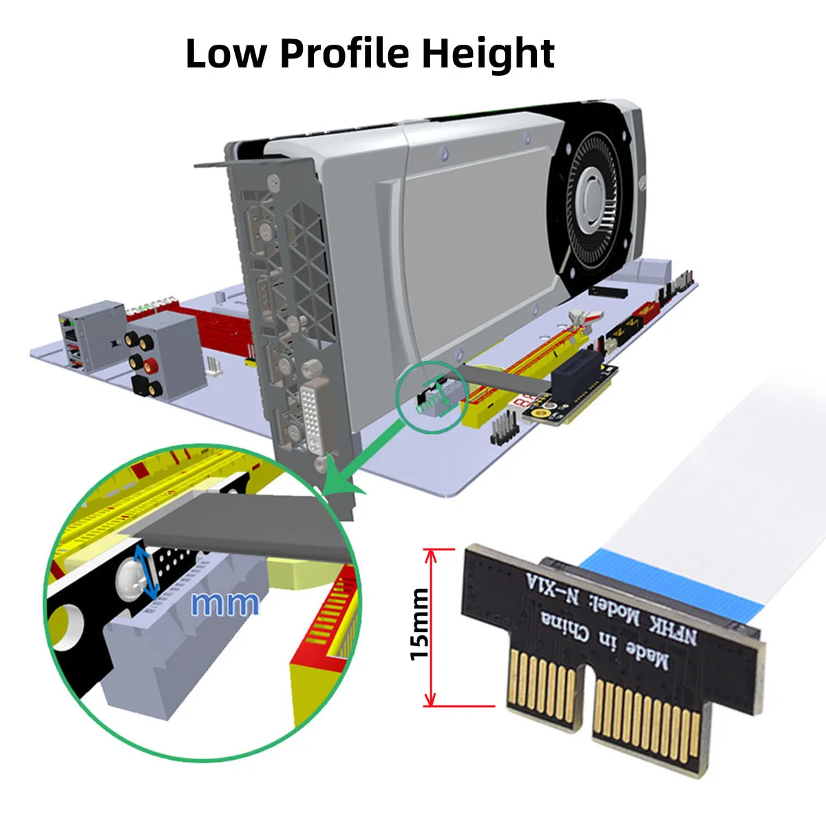 Xiwai PCI-E X1 PCI Express Low Profile Angled Riser Card Extender Relocate Adapter