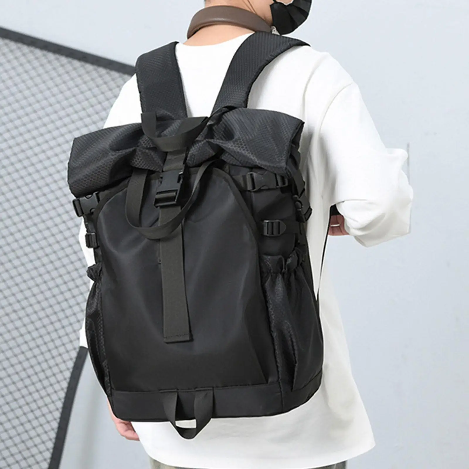 

Roll Top Backpack Versatile Water Resistant Large Capacity Travel Backpack