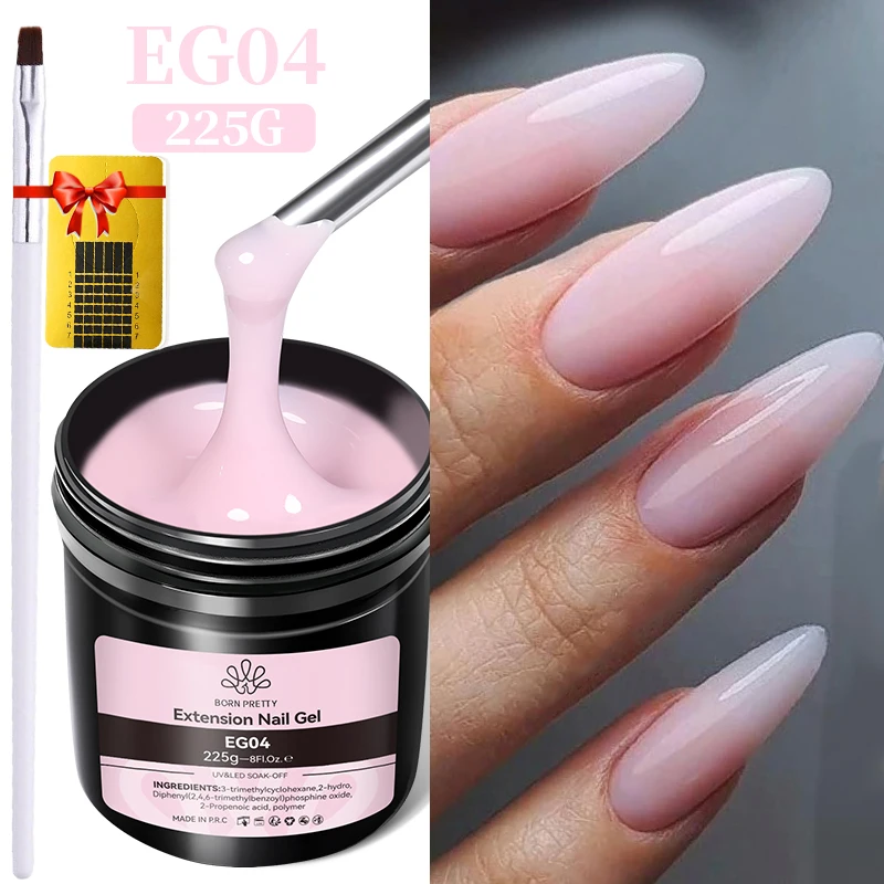 BORN PRETTY 225g Extension Gel Nail Polish for Fake Nails Fast Extend 3D Shaping Stick Rhinestones Nude Pink Hard Gel Varnis