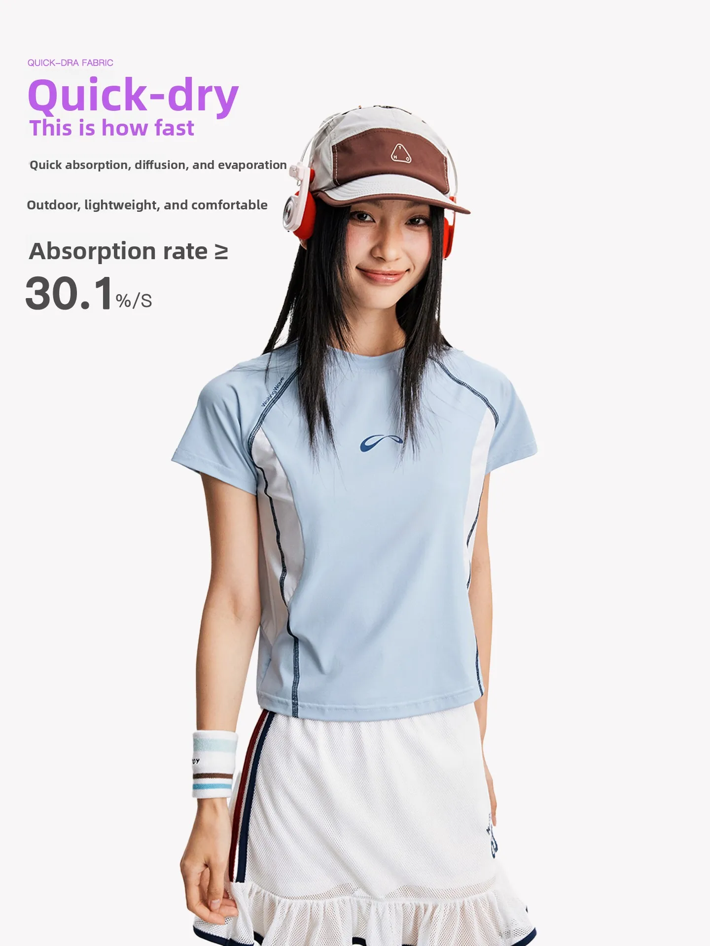 

Sun Protection Short Sleeve T-Shirt Outdoor Quick Dry Splicing Color Block Women's HUSS Line Light Weight Breathable UV Prote...