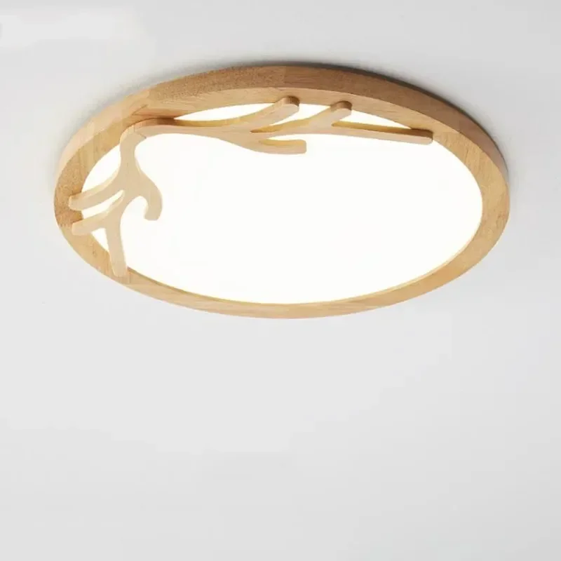 NUI مصباح غرفة النوم الحديثة بسيطة مصباح ليد السقف الإضاءة غرفة شرفة الشمال خشب متين قرن الوعل اليابانية سجل ديكور المنزل مربع #2