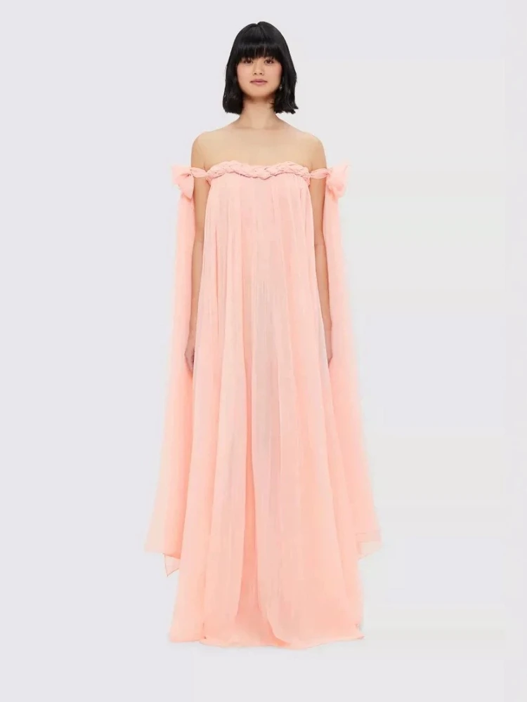 Summer Socialite Sexy Fairy Style One Neck Ribbon Design Pleated Loose Jumpsuit Dress