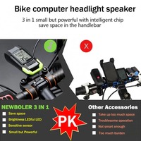 3 IN 1 Bicycle Computer Bike Front Light Lamp With Horn LCD Display Bike Speedometer and Odometer Headlight Cycling Flashlight