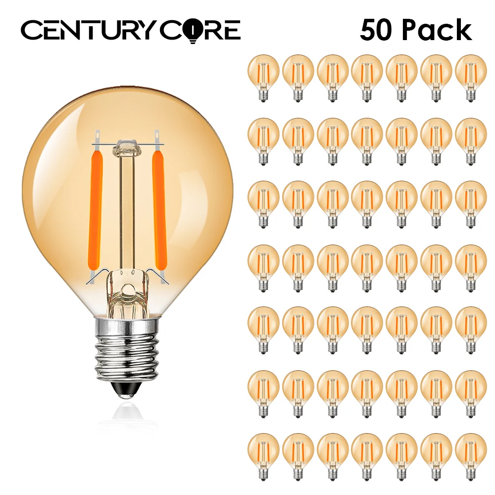 

Replacement G40 Led Bulbs Dimmable 220V E14 1.5W Warm White Chandelier Indoor Amber Glass Vintage Filament Lamp Decoration Light