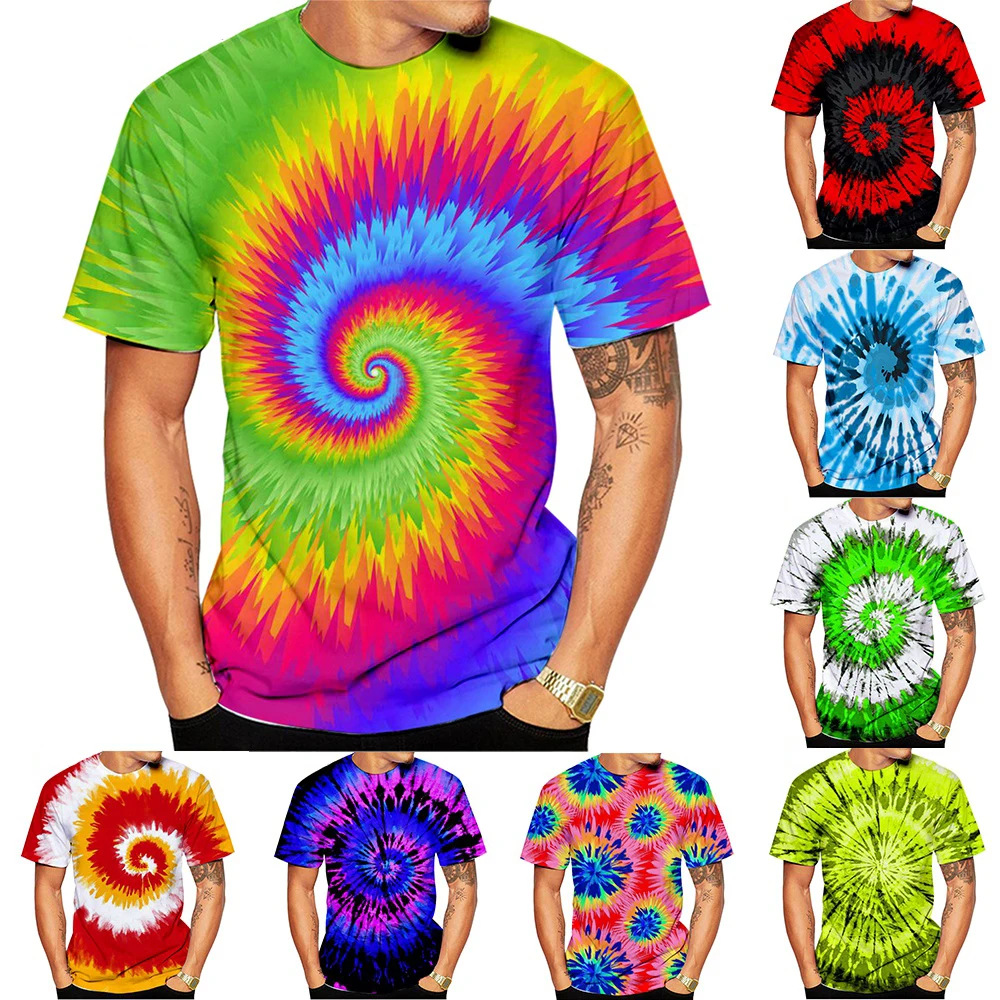 Colorful Tie-dye Pattern Printing 3DT Shirt Men's Unisex Fashion Round Neck T-shirt