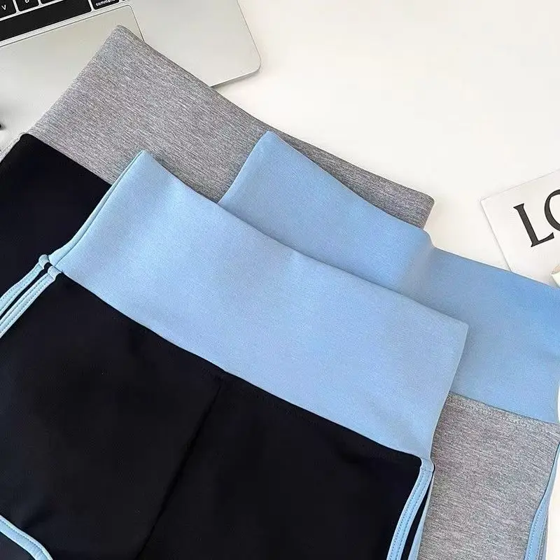 Damen-Sportshorts mit Farbblockierung, hohe Taille, lässige Shorts, vielseitige, lässige Yoga-Leggings, Sommer-Slim-Mini-Hotpants – Detail 7