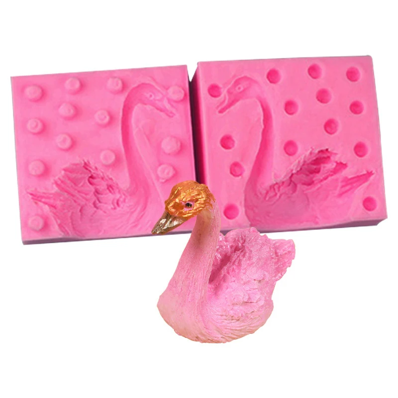 Swan Fondant Mold For Cake Decoration 3D Animal Silicone Baking Tools Cupcake Topper Chocolate Candy Pop Gum Paste Clay Mould