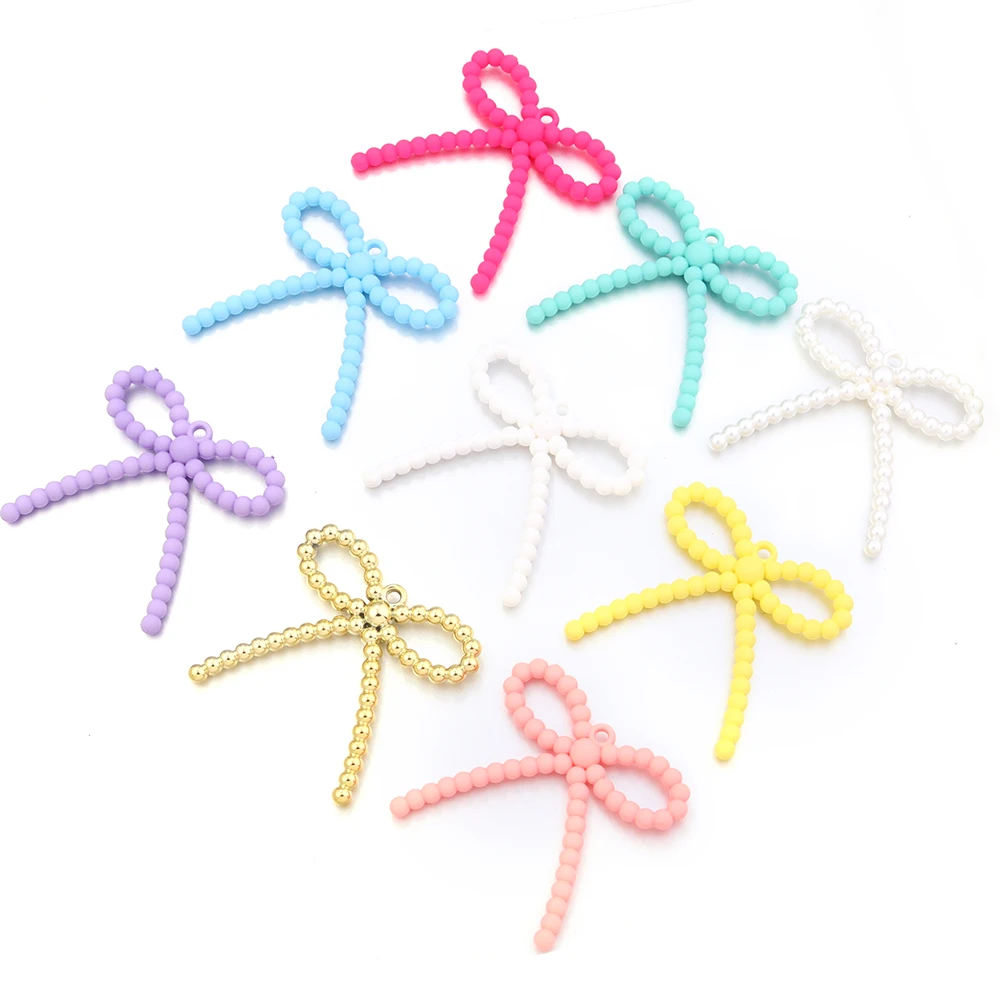 2Pcs Acrylic Bow Bead Charms for DIY Jewelry Making