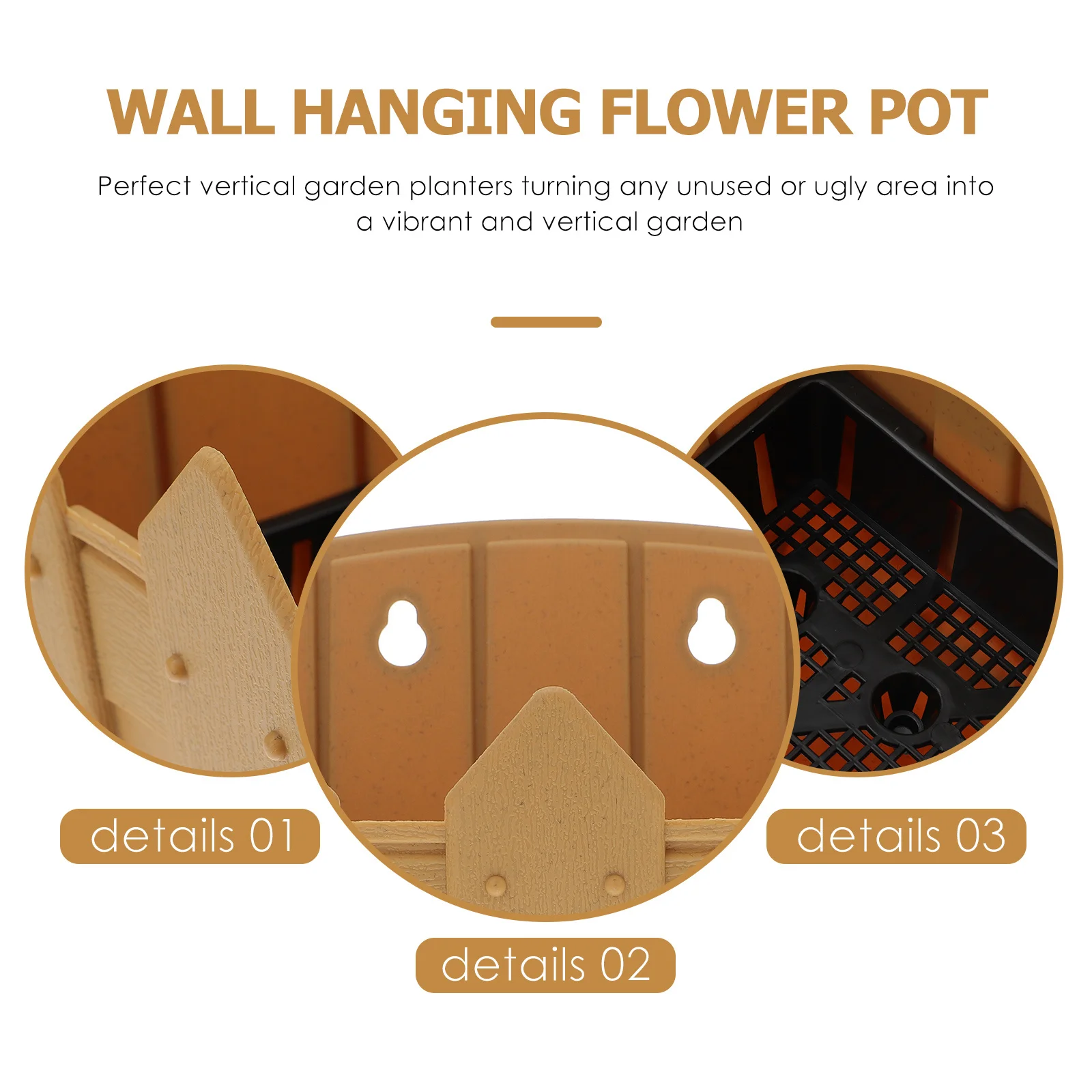 

Yellow Resin Wall Hanging Flower Pot Tough Lightweight Alternative Indoor Outdoor Vertical Garden Decor Wall Hanging Flower Pot