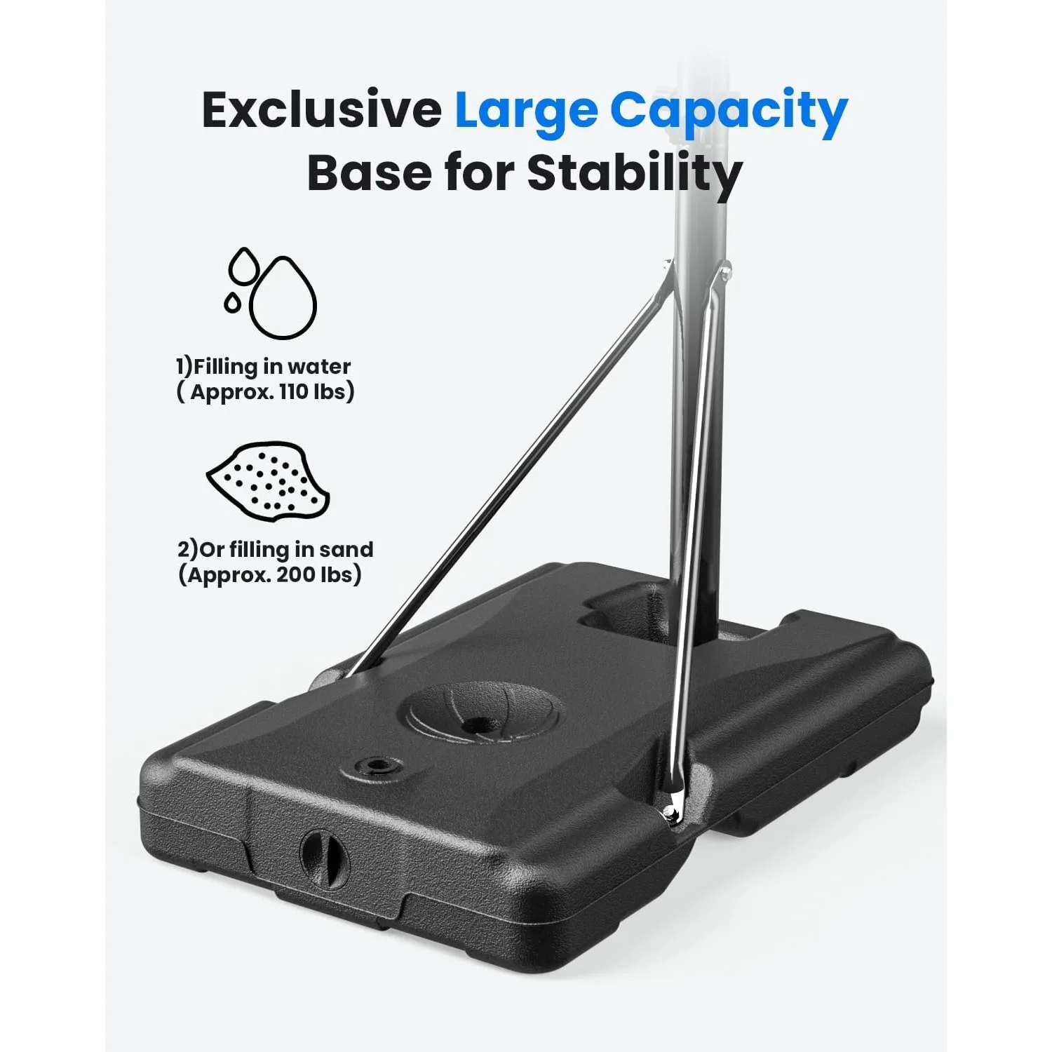 Portable Basketball Hoop, 5.6-10FT Adjustable Basketball Goal System, 44 Inch Outdoor Basketball Hoop & Goals