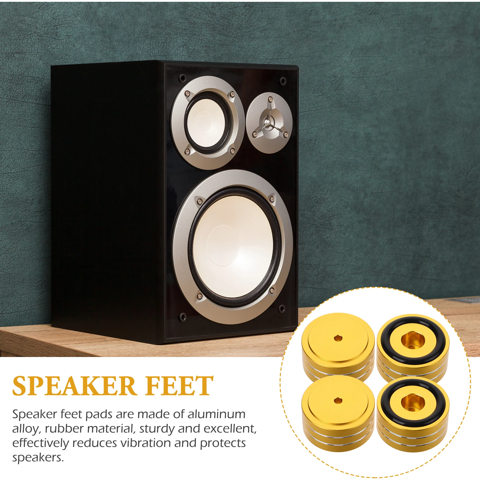 

4 Sets Speaker Anti-slip Foot Pad Feet Cushion Pads Shockproof Spike Small Base Amplifier Cabinet Leg Bumper Golden