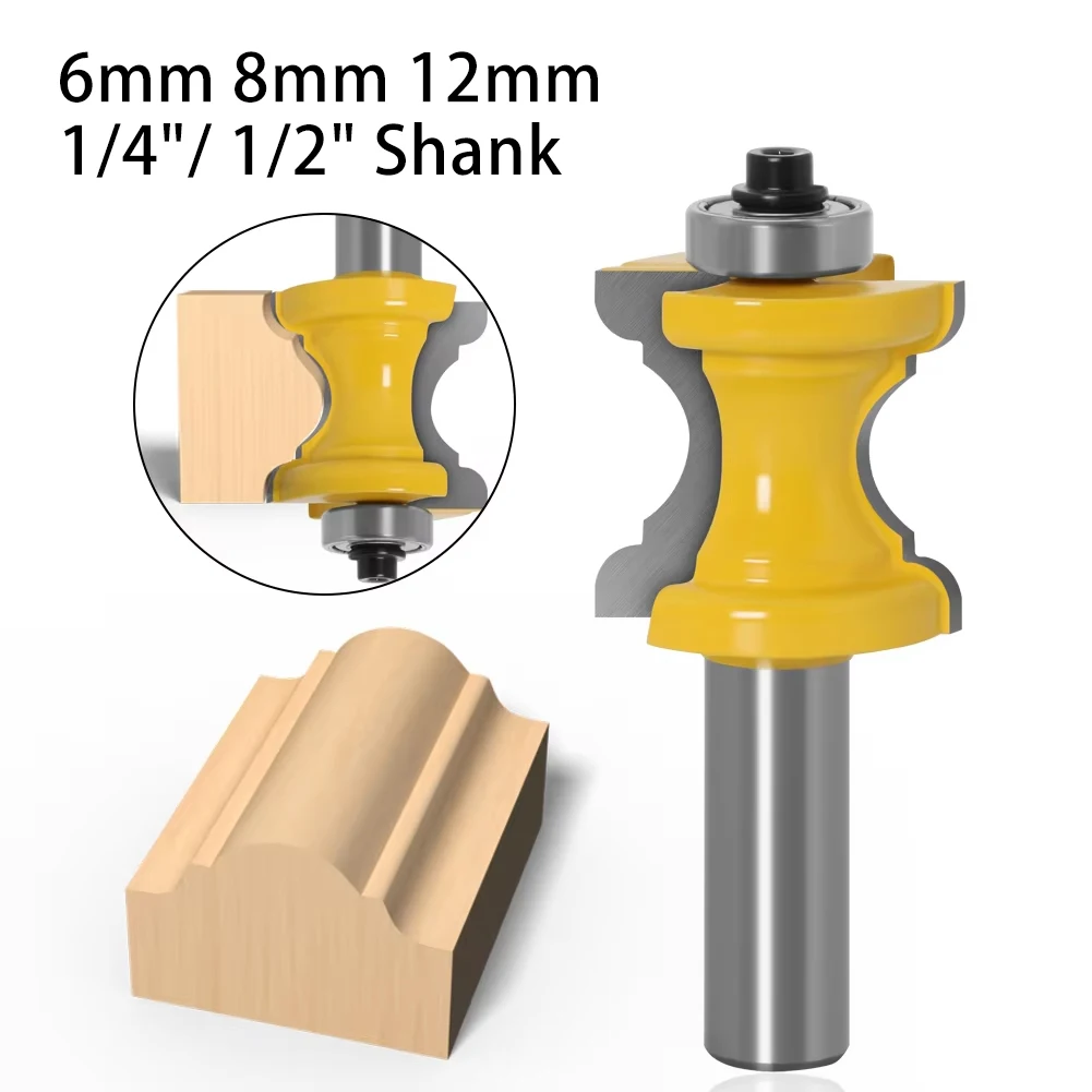 Concave Curve Molding Router Bit 6 8 12 1/4"1/2" Shank Wood Door Frame Decorative Groove Profiling Trimming Milling Cutter
