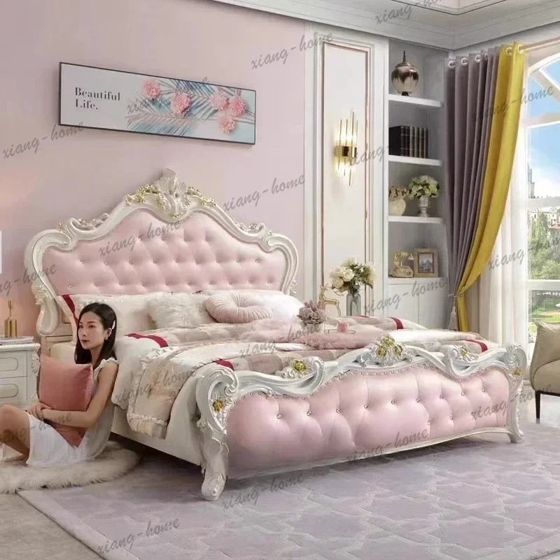 Creative Wooden Bed Girls Luxury Princess Bedroom Human Dog Headboards Bed Floor Beauty Beauty Princess Beliche Salon Furniture