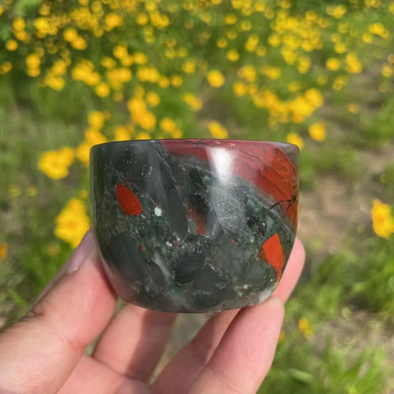 1pc Hand Carved Dragon Blood Stone Cup Carving|Healing Crystal Spiritual CupCrystal Decor
