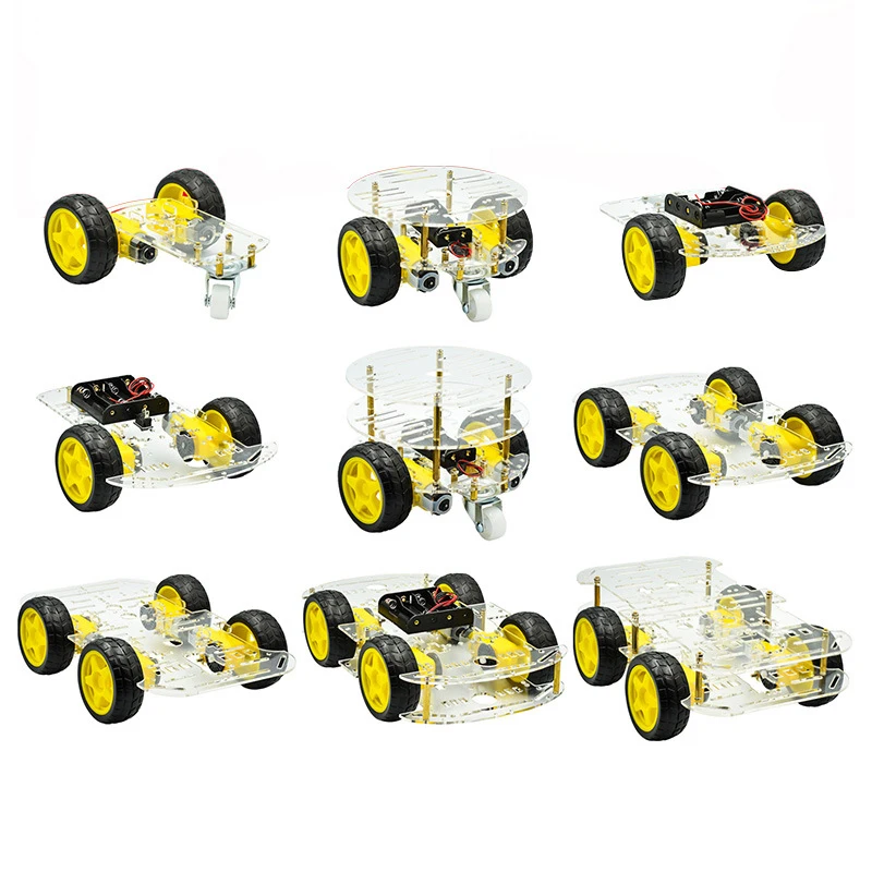 DIY Intelligent vermijden volgen Gemotoriseerd robotauto-frame met snelheidssensor, 2WD 4WD-module en accubak voor UNO R3