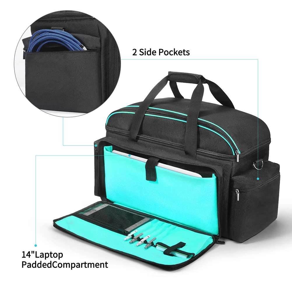 DJ Cable File Bag Large Capacity DJ Gig Bag with 4 Detachable Dividers DJ Equipment Gig Bag for Sound Equipment DJ Gear Musician
