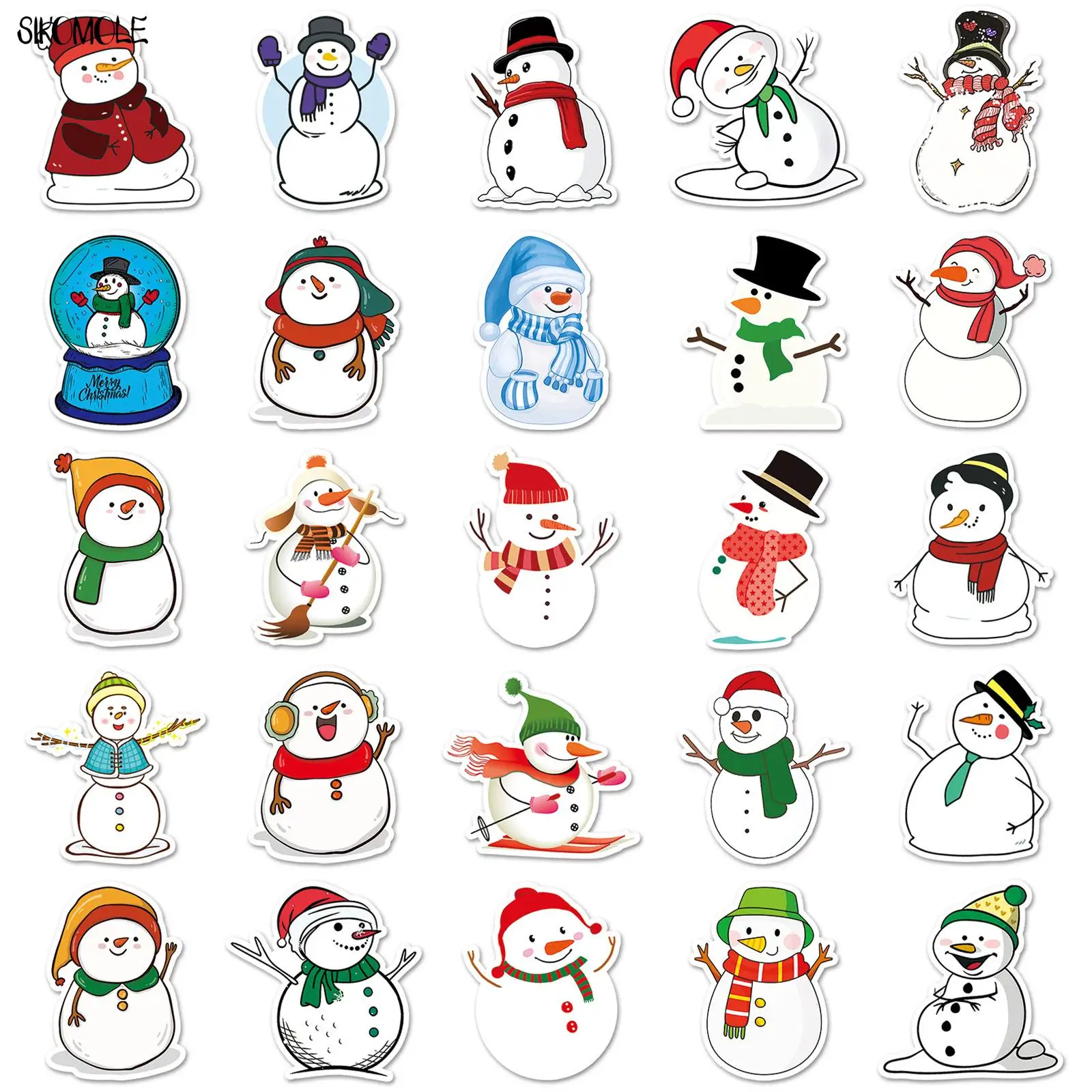 10/30/50pcs Christmas Snowman Stickers DIY Gift Kid Toys Laptop Suitcase Skateboard Phone Guitar Decal Graffiti Cartoon Sticker