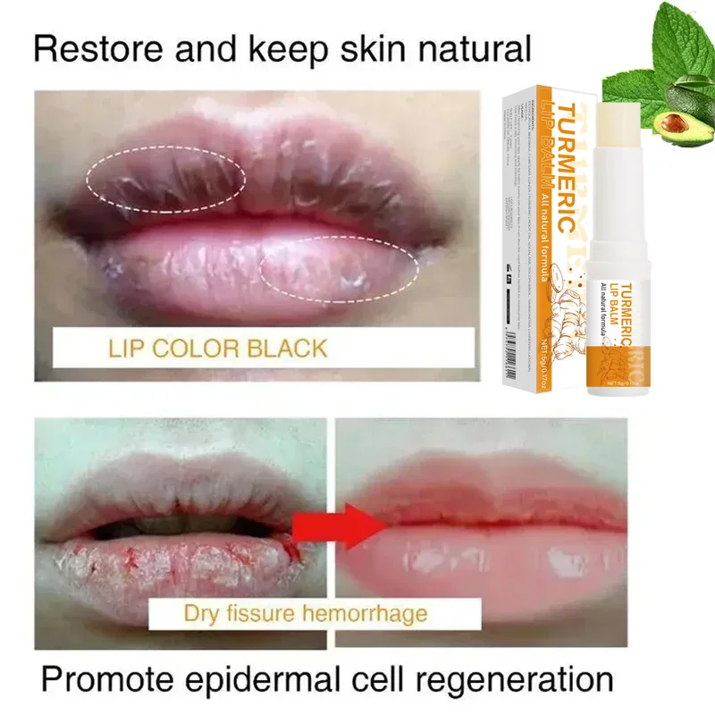 Turmeric Lip Moisturizing Lipstick Reduce  Lip Wrinkles Improves Lip Black Pink Sexy Red Lip Remove Dark Lip Balm Lighten Makeup