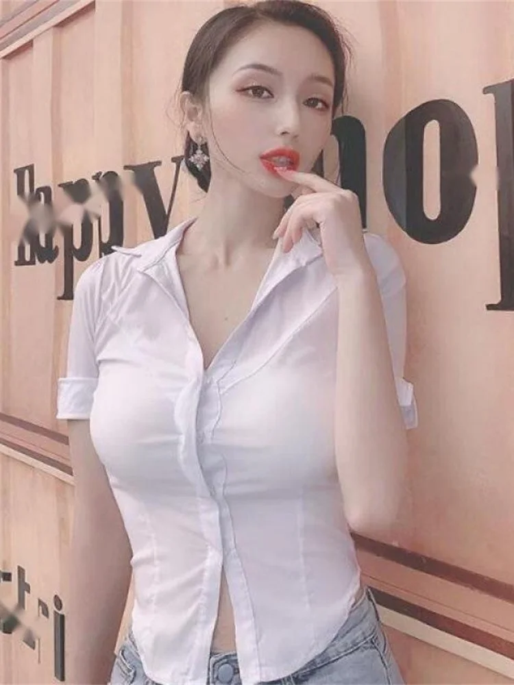 Nightclub WOMENGAGA OL Women V-Neck Long Sleeve Shirt KTV Spring Autumn Slim Sexy Blouse Fashion Korean Women Tops 075D