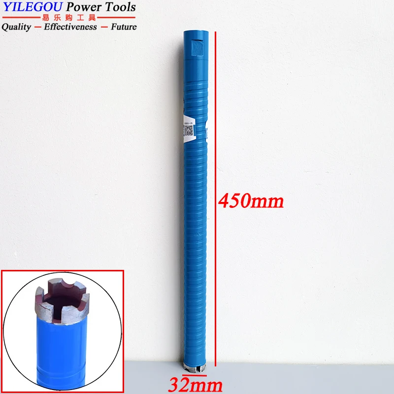 Droge diamantkernbit Diameter 32 40 51 56 63 mm x 450 mm Droge en natte diamantboor voor boren van bakstenen muur, stalen beton.