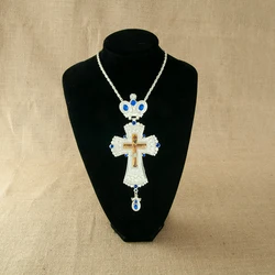 HTISOK Orthodox Jesus Crucifix Icon Pendant Cross Necklace for Church Spiritual Gift Religion Bishop Pectoral Cross Necklace