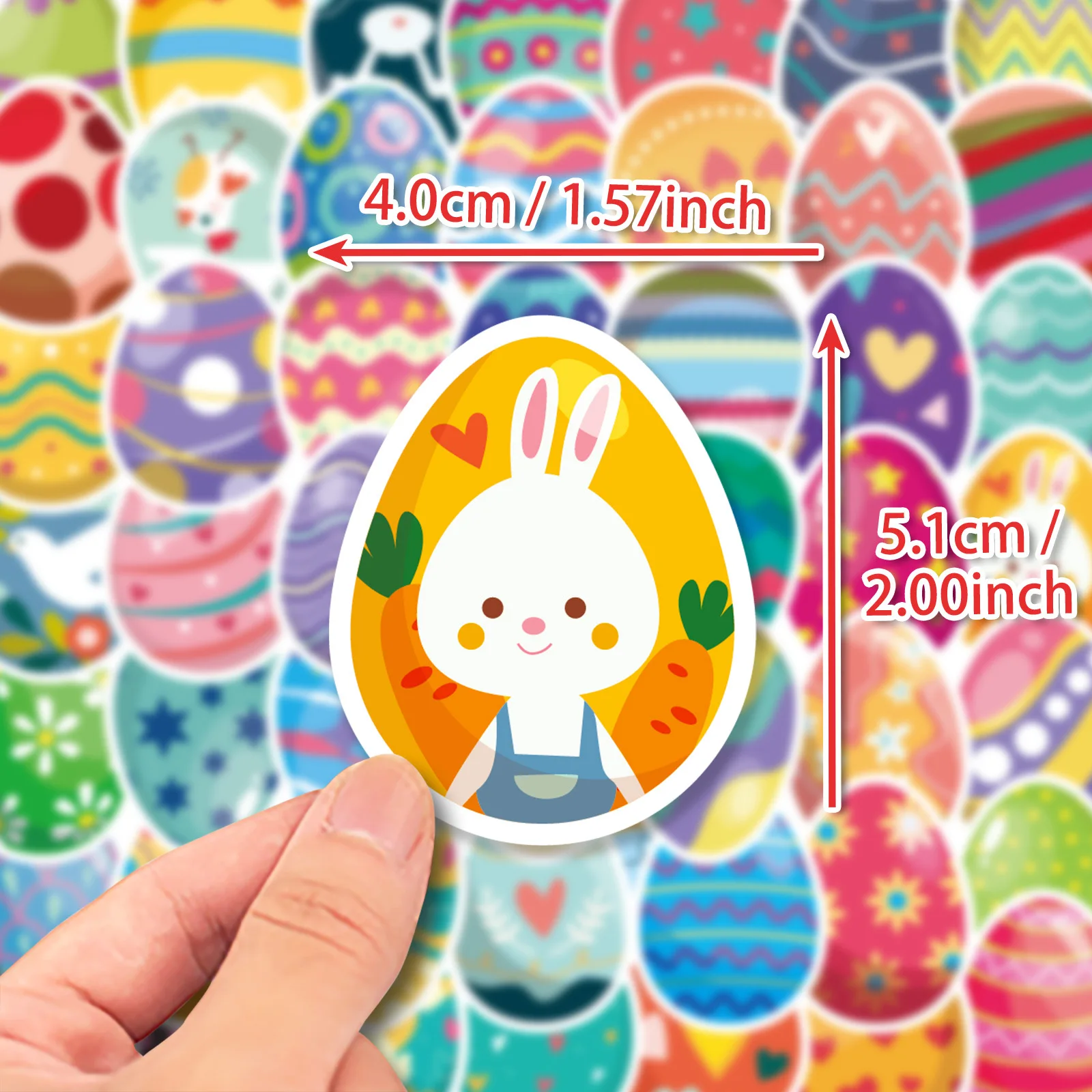 50pcs Easter Egg Stickers Party Decoration Wall Floor DIY Cute Cartoon Waterproof Stickers for Kids Toys
